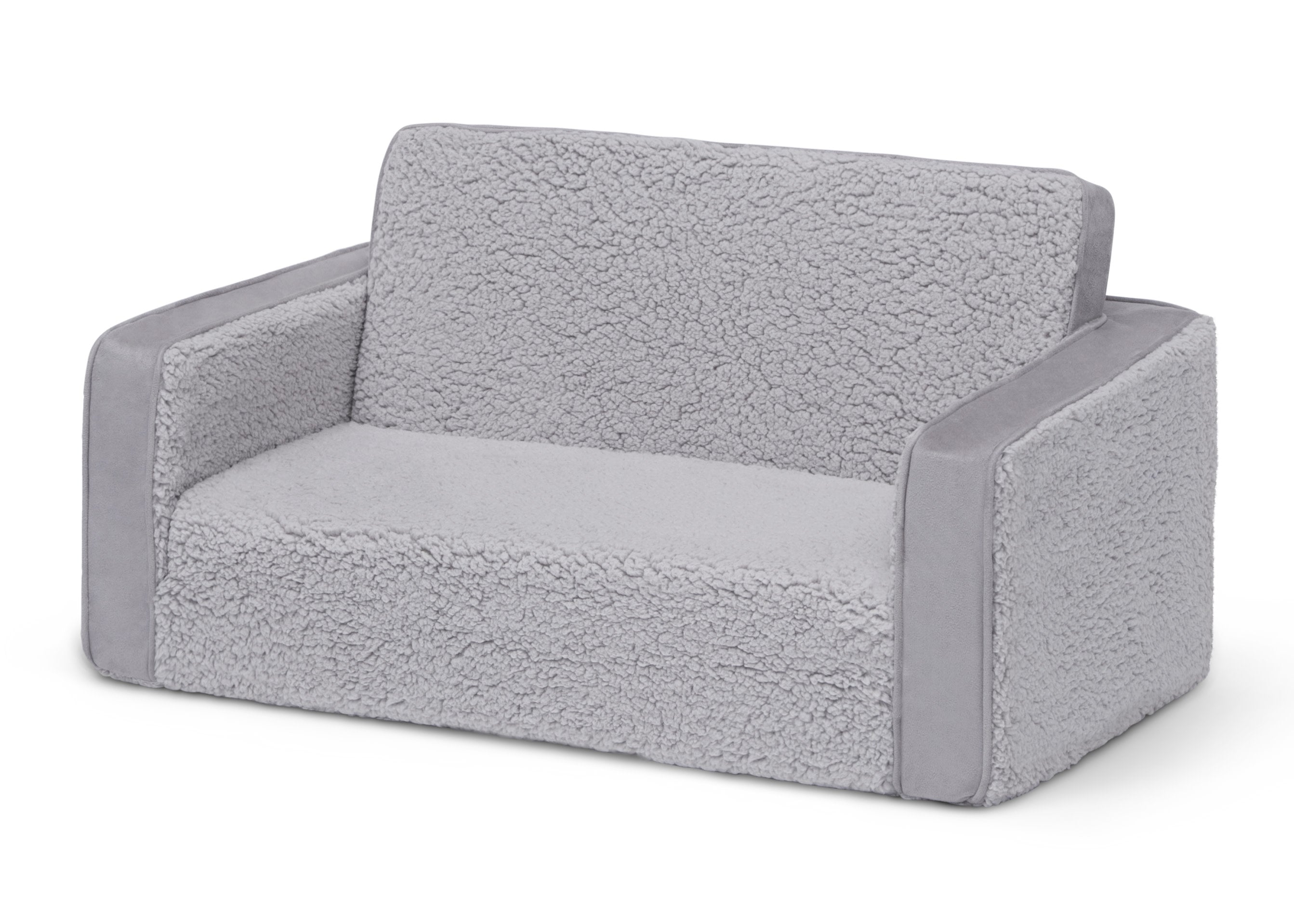 Cozy Flip Out Sherpa & Suede 2-in-1 Convertible Kids Sofa to Lounger - Perfect for Playrooms, Bedrooms & Small Spaces