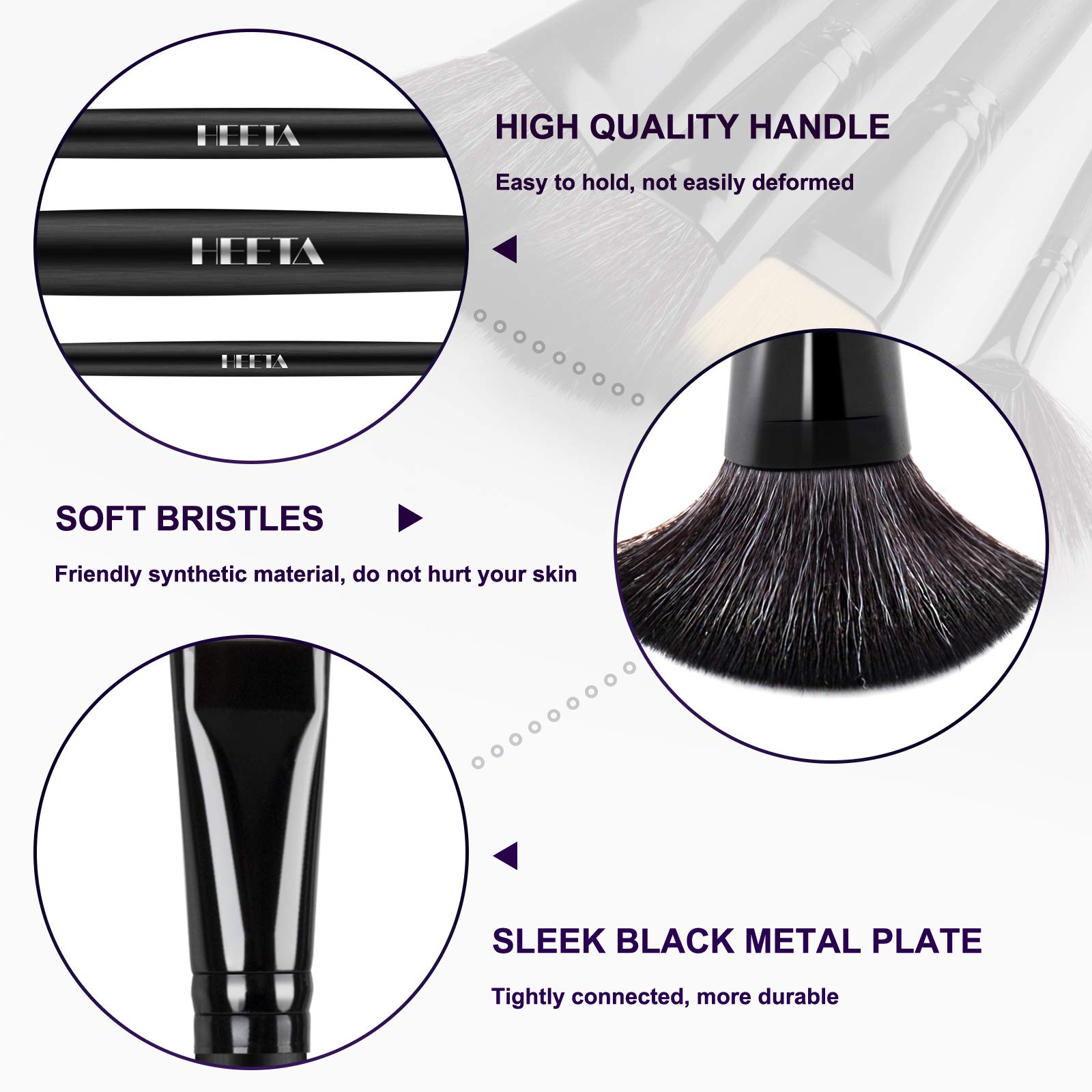 HEETA 24-Piece Professional Makeup Brush Set with Travel Case - Foundation, Powder, Concealer, Eyeshadow & Cream Brushes - Perfect for Home & Travel Makeup Application