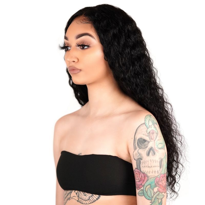 Brazilian Deep Wave 13x4 Transparent Lace Front Wig - 100% Human Hair - Natural Look & Comfort - Perfect for Daily Wear, Parties & Special Occasions