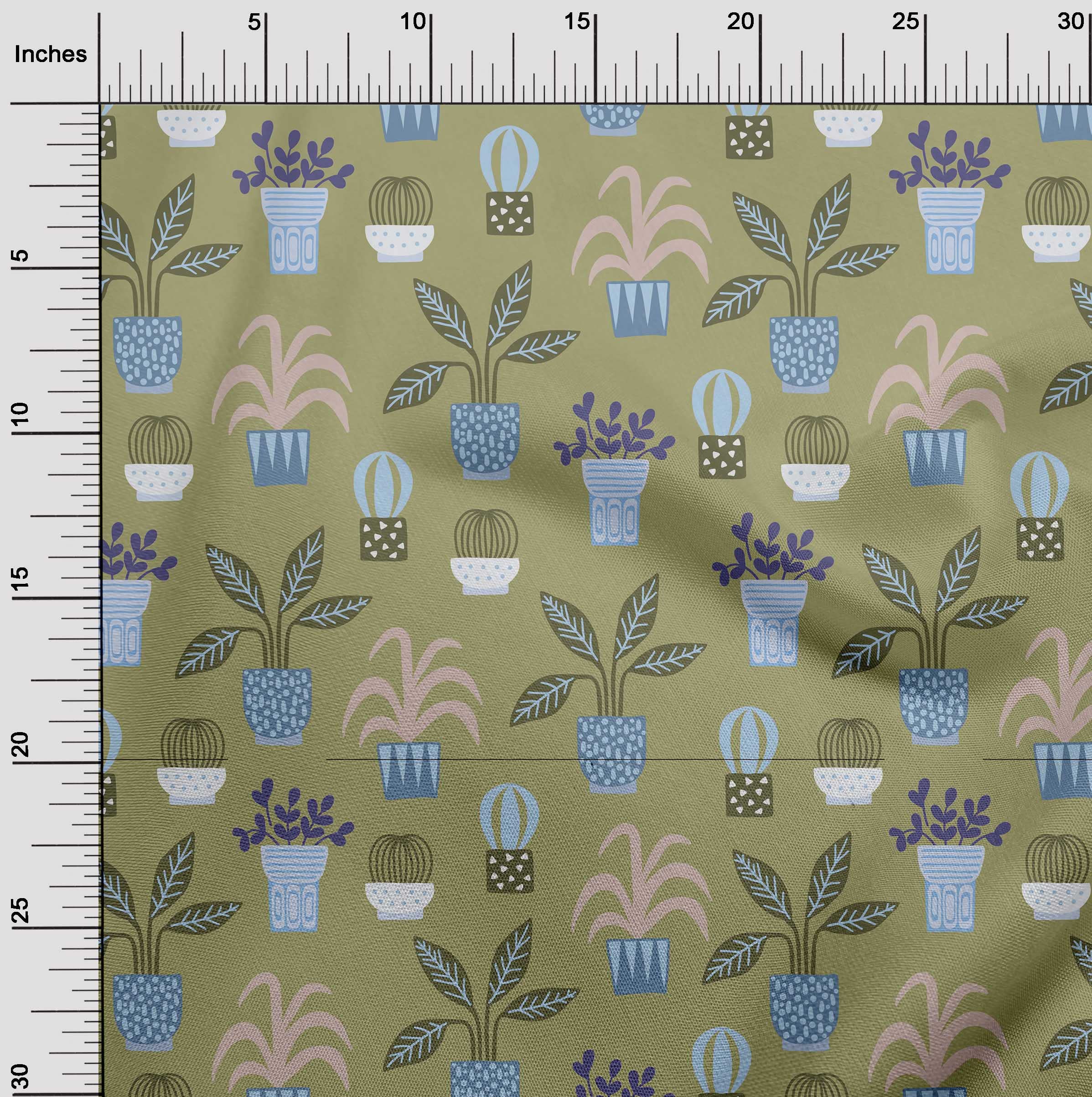 oneOone Velvet Olive Green Floral Print Fabric by The Yard - 58 Inch Wide for DIY Clothing, Sewing, Home Decor & Craft Projects | Soft, Durable & Stylish Material