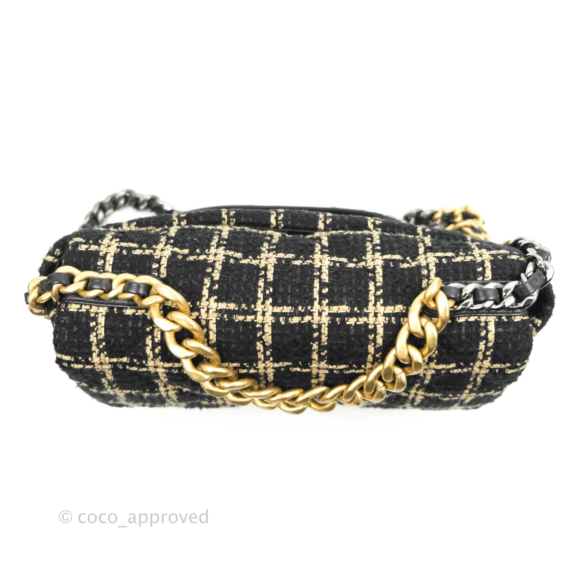 Chanel 19 Medium Handbag in Beige & Black Tweed with Mixed Hardware - Luxury Designer Shoulder Bag for Women, Perfect for Work, Evening Events & Travel