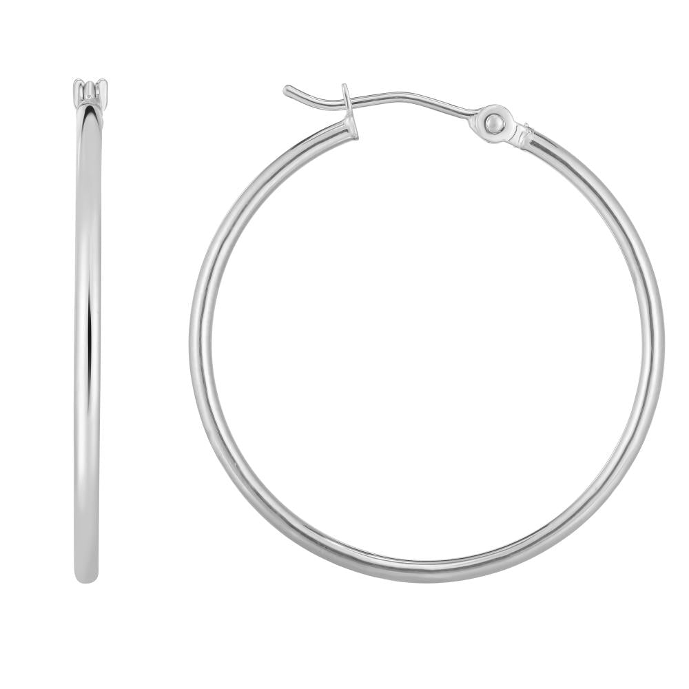 14K Gold Hoop Earrings 1.5x30mm - Dainty Everyday Hoops for Women, Perfect for Work, Date Night & Gifting