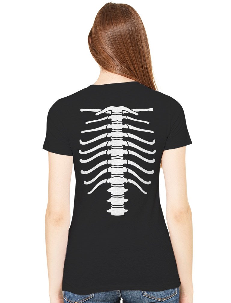 Skeleton Shirt for Women - Halloween Rib Cage Tee for Party & Cosplay