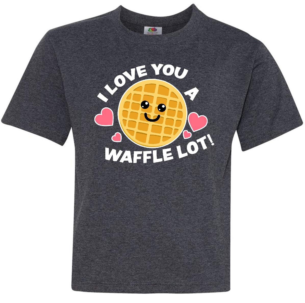Inktastic I Love You a Waffle Lot Cute Happy Waffle Youth T-Shirt - Fun Breakfast Themed Kids Tee for School, Playdates & Family Outings
