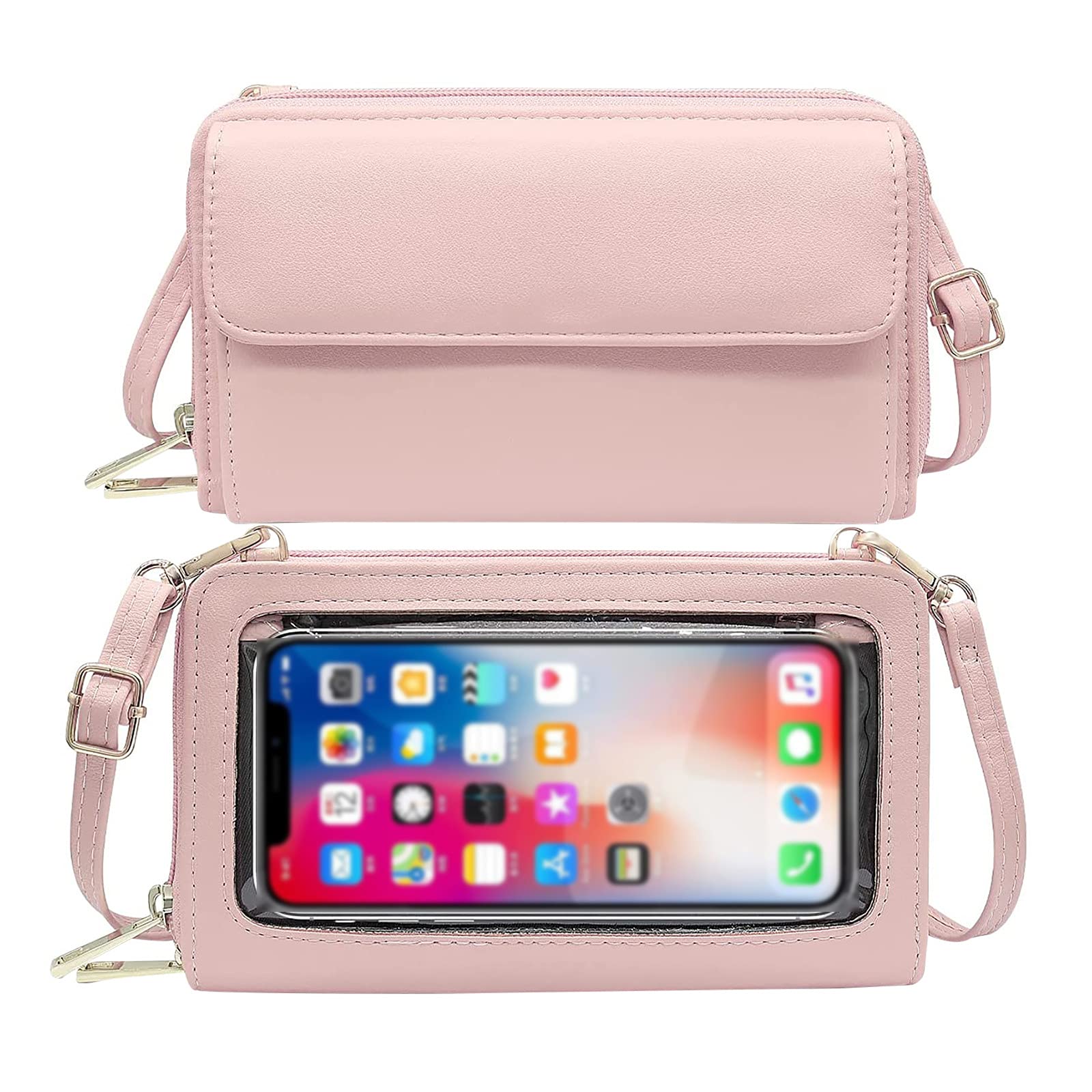 Fashion Women's Crossbody Phone Bag with Zipper - Leather Shoulder Messenger Purse for iPhone, Wallet & Essentials - Perfect for Travel, Shopping & Daily Use