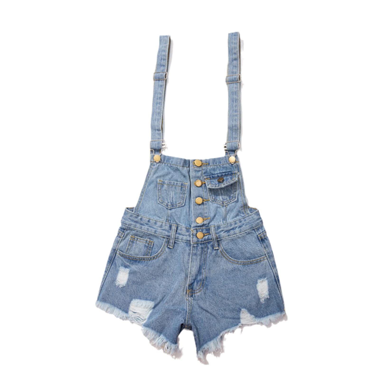 Women's Denim Playsuit Romper - Korean Style Short Jumpsuit with Distressed Hole Design, Cotton Blend Casual Tracksuit for Women | Perfect for Summer Outfits, Beach Vacations & Streetwear Fashion