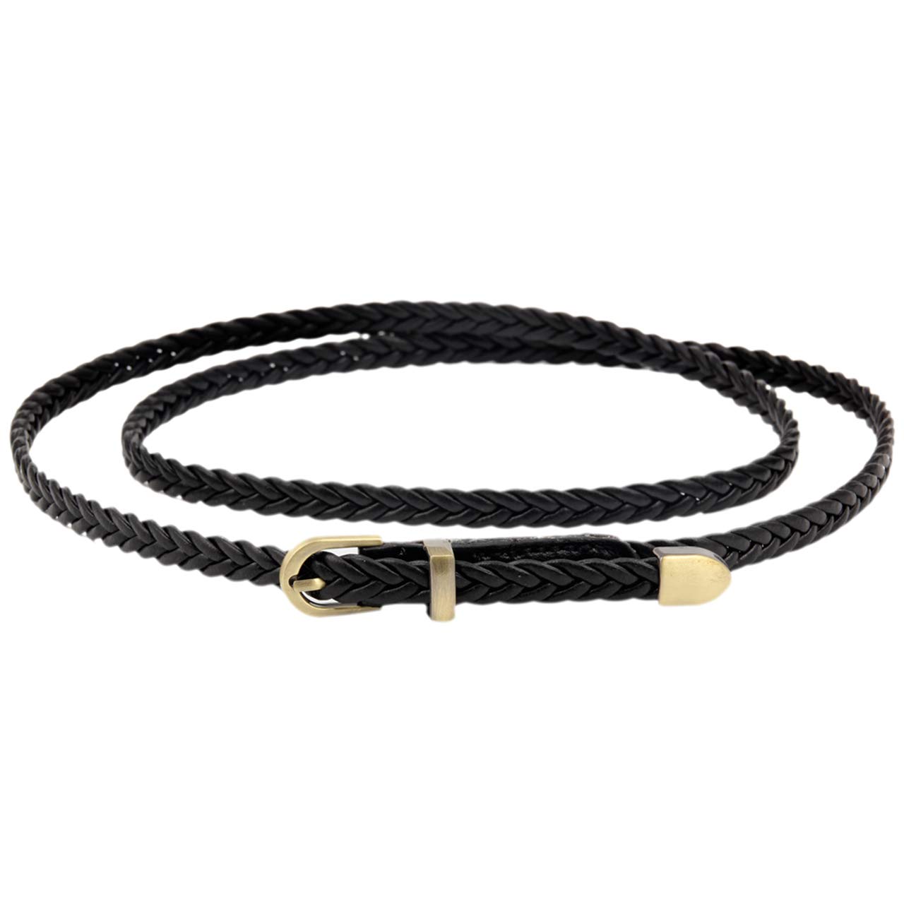 Ayliss Women's Braided PU Leather Skinny Belt - Thin Woven Waist Belt with Pin Buckle for Jeans, Pants & Dresses | Perfect for Casual, Office & Date Night Outfits