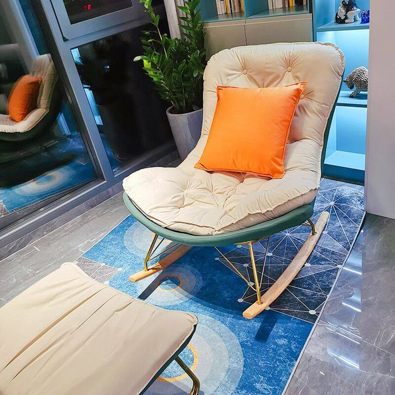 Modern Flannel Upholstered Rocking Chair with Removable Back Cushion - Comfortable Indoor Lounge Chair for Nursery, Living Room & Reading Nook