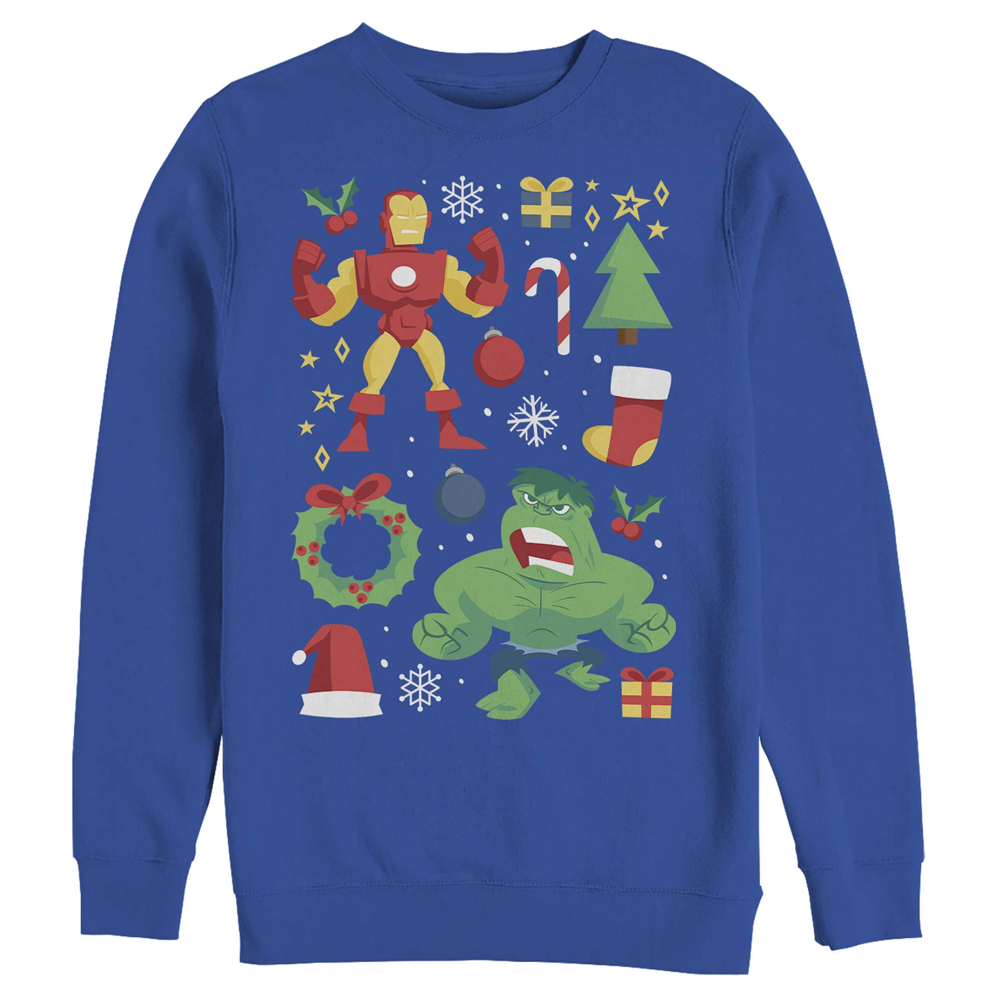 Marvel Christmas Iron Man & Hulk Cheer Sweatshirt for Men | Superhero Holiday Pullover | Perfect for Xmas Parties & Gifts