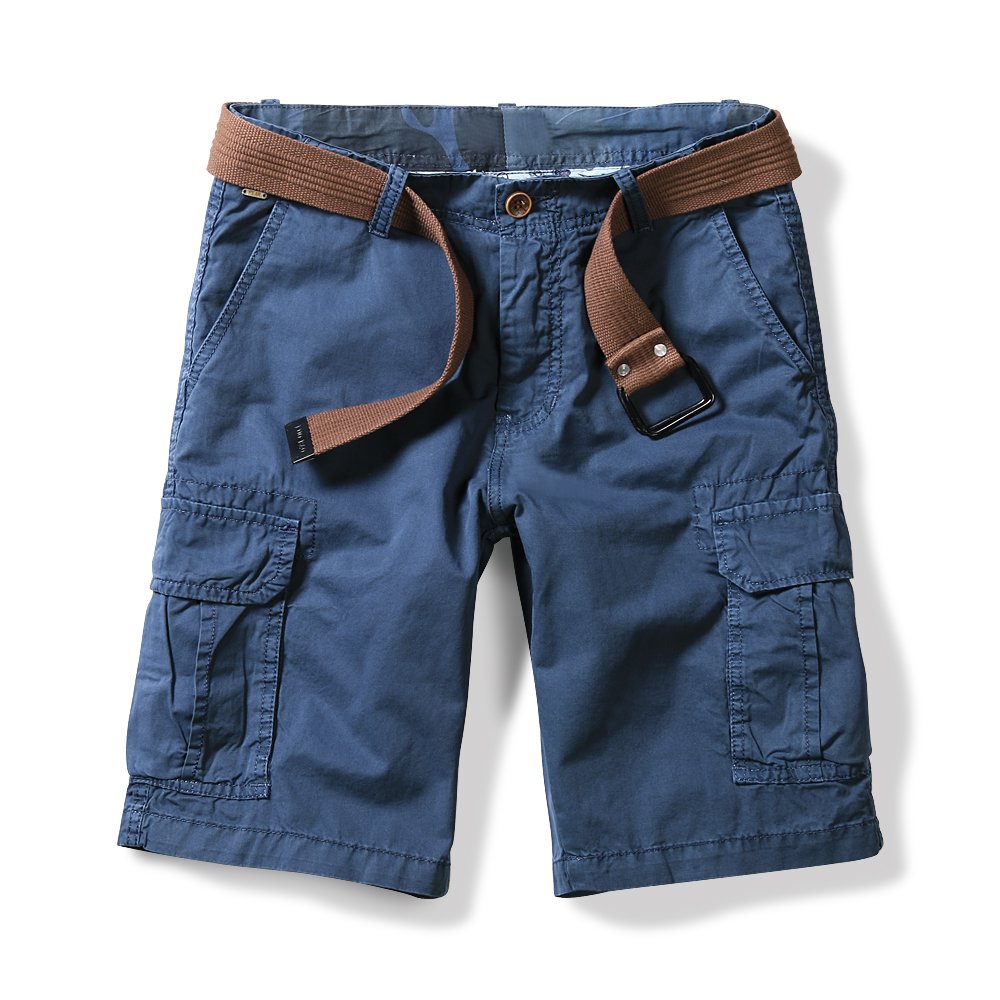 OCHENTA Men's Lightweight Cargo Shorts with Multiple Pockets - Breathable Cotton Casual Shorts for Summer Outdoor Activities (Hiking, Travel, Gym) No Belt Needed