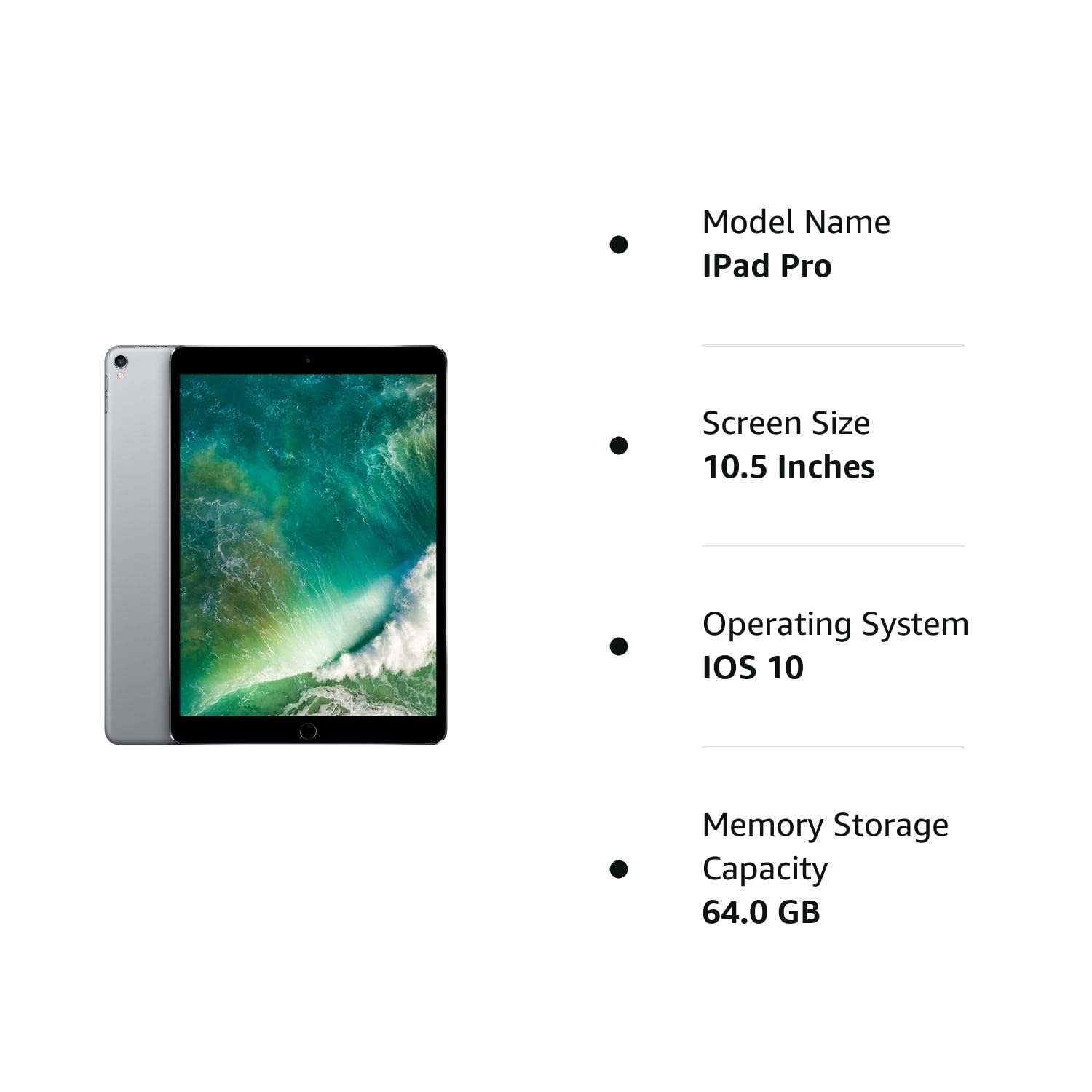 Apple iPad Pro 10.5-inch 64GB WiFi (2017 Model) - Space Gray - Certified Refurbished | Perfect for Work, Study & Entertainment