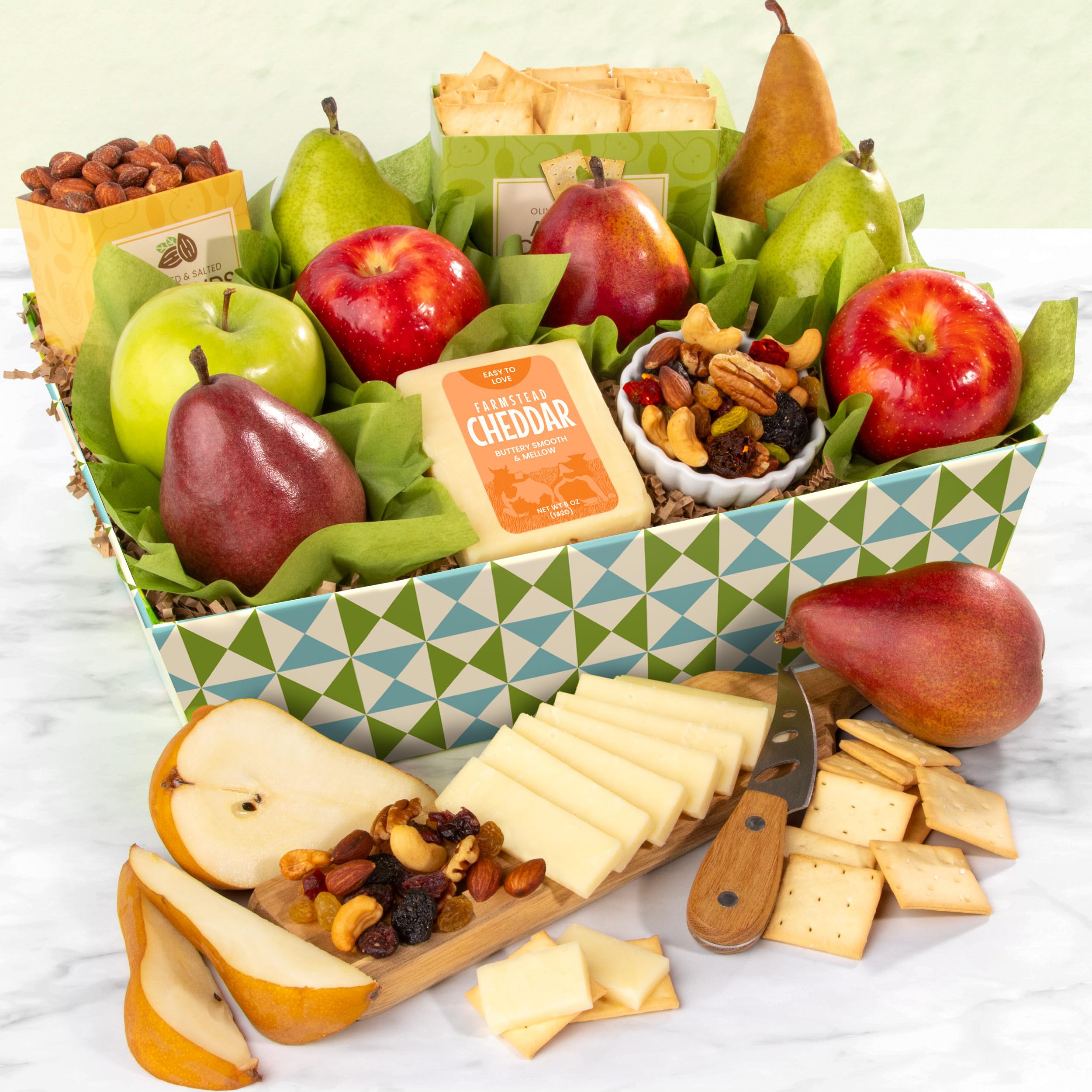 Fresh Fruit Gift Basket with Crackers & Nuts - Perfect for Holidays, Birthdays & Corporate Gifts