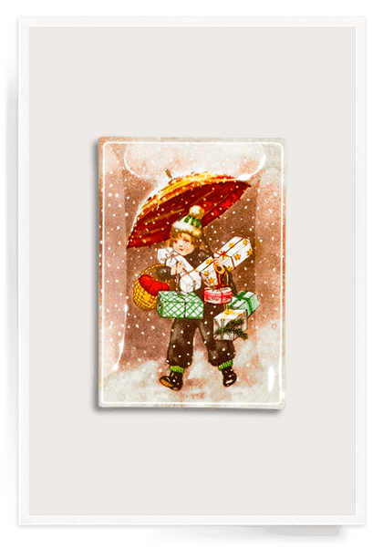 Snowfall Decoupage Glass Tray - Elegant Handmade Serving Tray for Tea, Coffee, and Desserts - Perfect for Home Decor, Gift Giving, and Holiday Entertaining