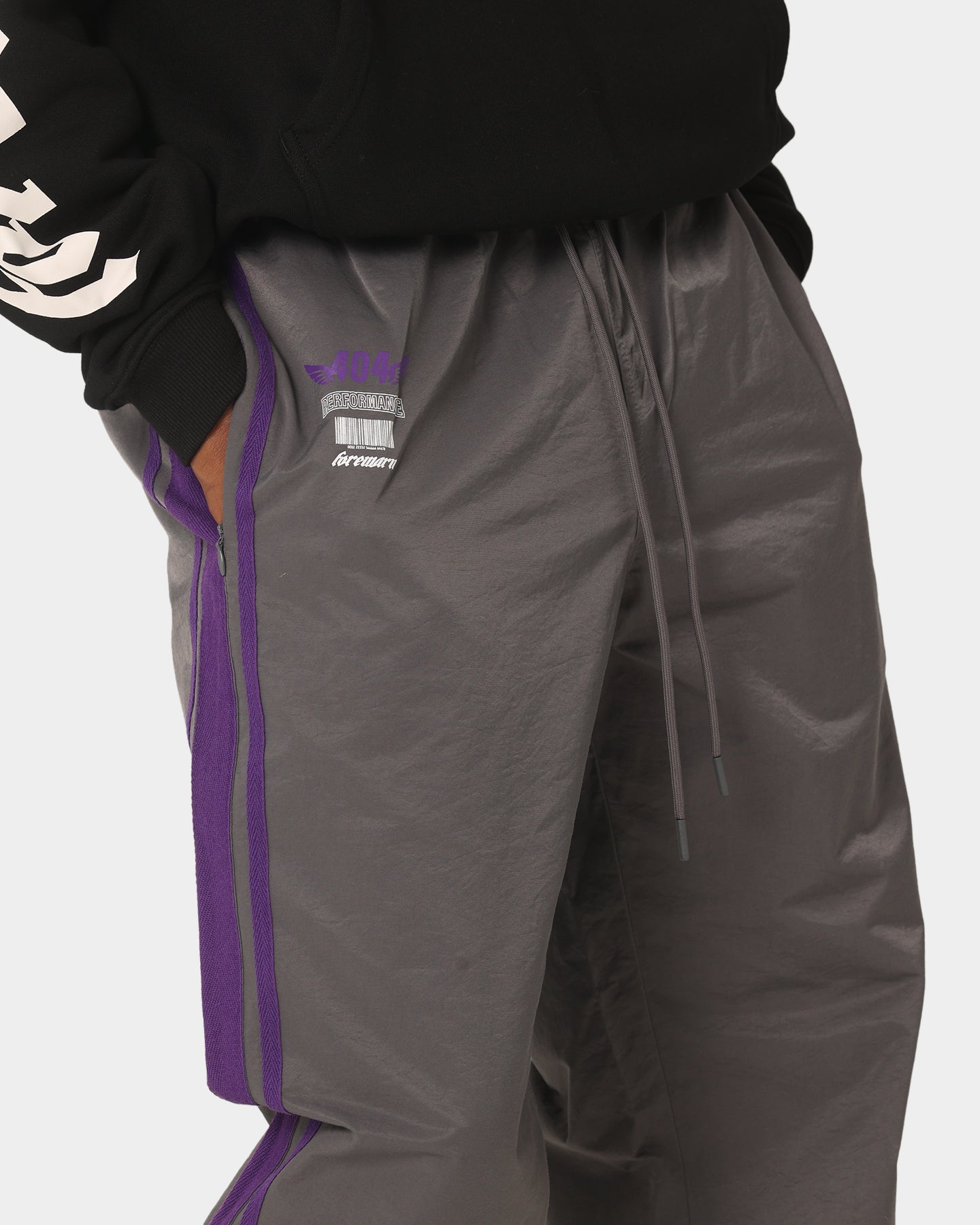 404 Racer Trackpant Charcoal/Purple - Men's Athletic Joggers for Running, Gym & Casual Wear - High Performance Workout Pants with Comfort Fit