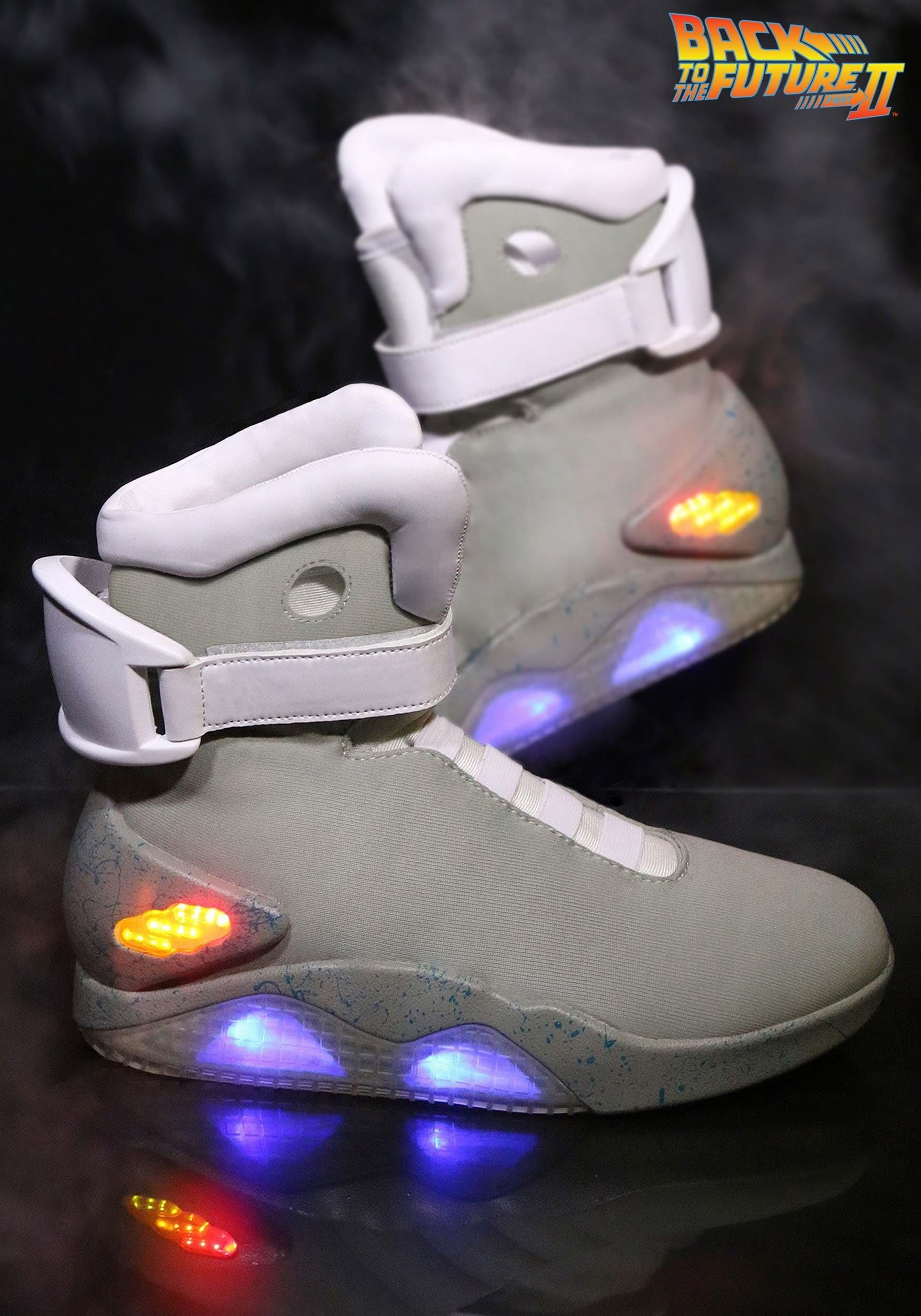 Official Back to the Future 2 Light Up Shoes for Adults - Rechargeable LED Sneakers with Adjustable Straps | Halloween Costume, Cosplay & 80s Theme Party Accessories