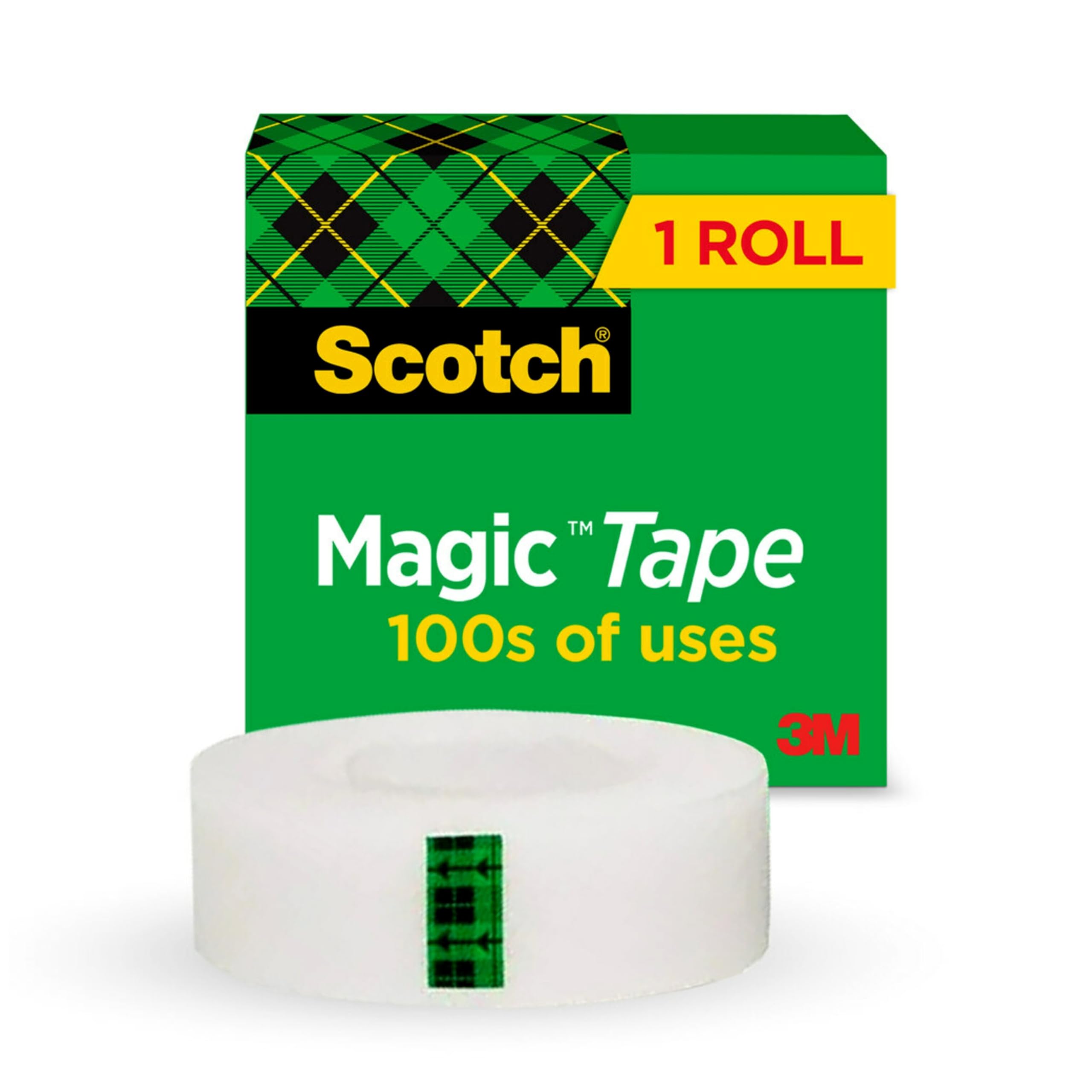 Scotch Magic Tape - Invisible & Removable Adhesive for Home Office, School, College & Classroom Supplies - 1 Roll - Perfect for Sealing Envelopes, Gift Wrapping & Craft Projects