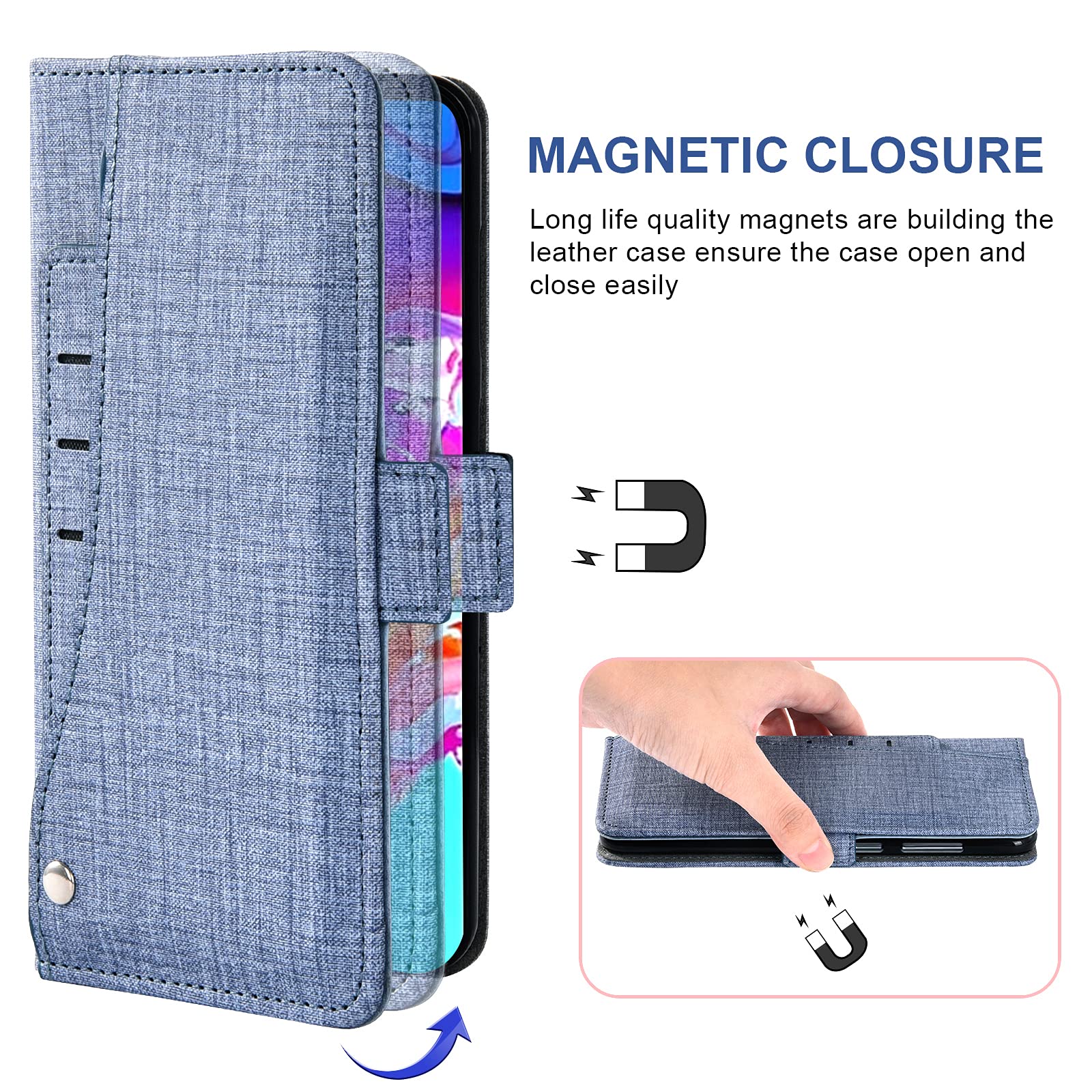 **ASUWISH Samsung Galaxy A51 5G / A51 5G UW Wallet Case with Tempered Glass Screen Protector & Card Holder – Flip Cover Phone Case for Verizon (Blue) – Perfect for Work, Travel & Everyday Use**