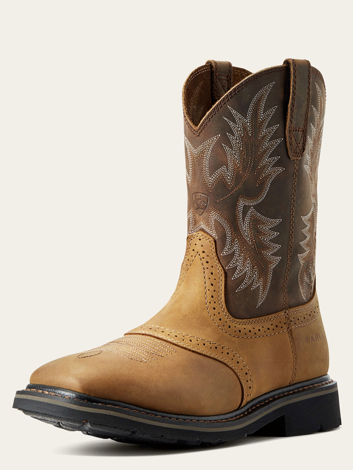 Ariat Men's Sierra Wide Square Toe Work Boots - Aged Bark Tan - Durable Safety Boots for Construction, Ranch & Outdoor Work