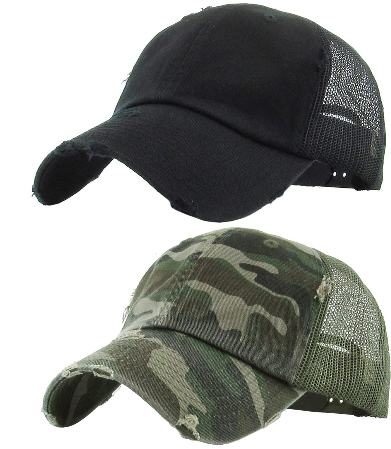 Funky Junque Women's Adjustable Mesh Baseball Cap - 2 Pack Trucker Hats with Back Strap for Running, Hiking & Outdoor Activities | Dad Hat Style for Sports & Casual Wear