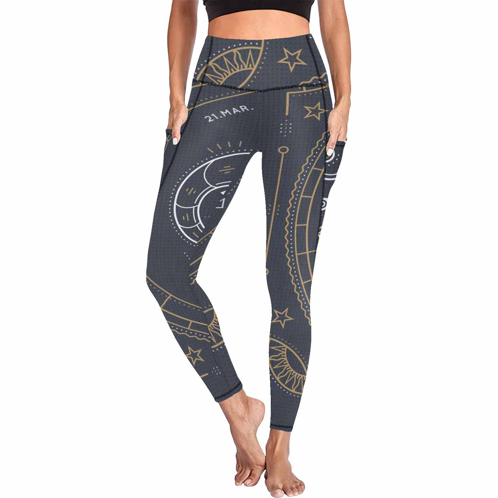 InterestPrint Alien Planet Women's High-Waisted Yoga Pants - Stretchy Workout Leggings for Running, Gym & Lounge - Sci-Fi Print Tights for Fitness & Casual Wear