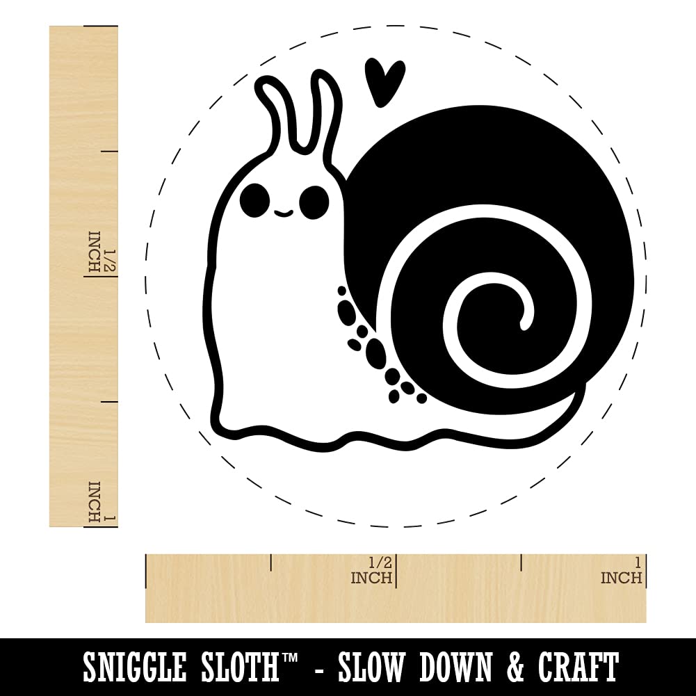 Happy Slow Kawaii Chibi Snail Rubber Stamp - 1 Inch Medium Cute Planner Stamp for Scrapbooking, Journaling & DIY Craft Projects - Perfect for Bullet Journals, Greeting Cards & Stationery Decoration