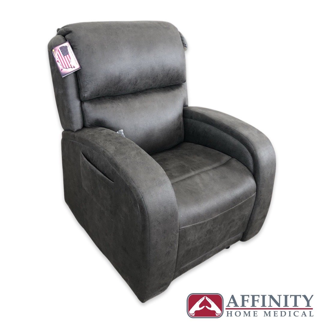 EZ Sleeper PR 761 Maxicomfort Luxury Lift Recliner Chair with Twilight Feature in Smoke Microsuede Fabric - Perfect for Elderly Comfort, Home Theater Seating & Relaxation