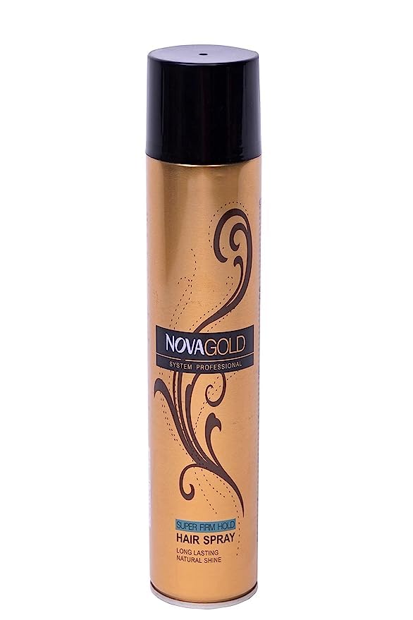 Khelni Nova Gold System Professional Hair Spray - Super Firm Hold Hairspray for All Hair Types (400ml) - Perfect for Styling, Volume & Long-Lasting Hold for Weddings, Parties & Everyday Use