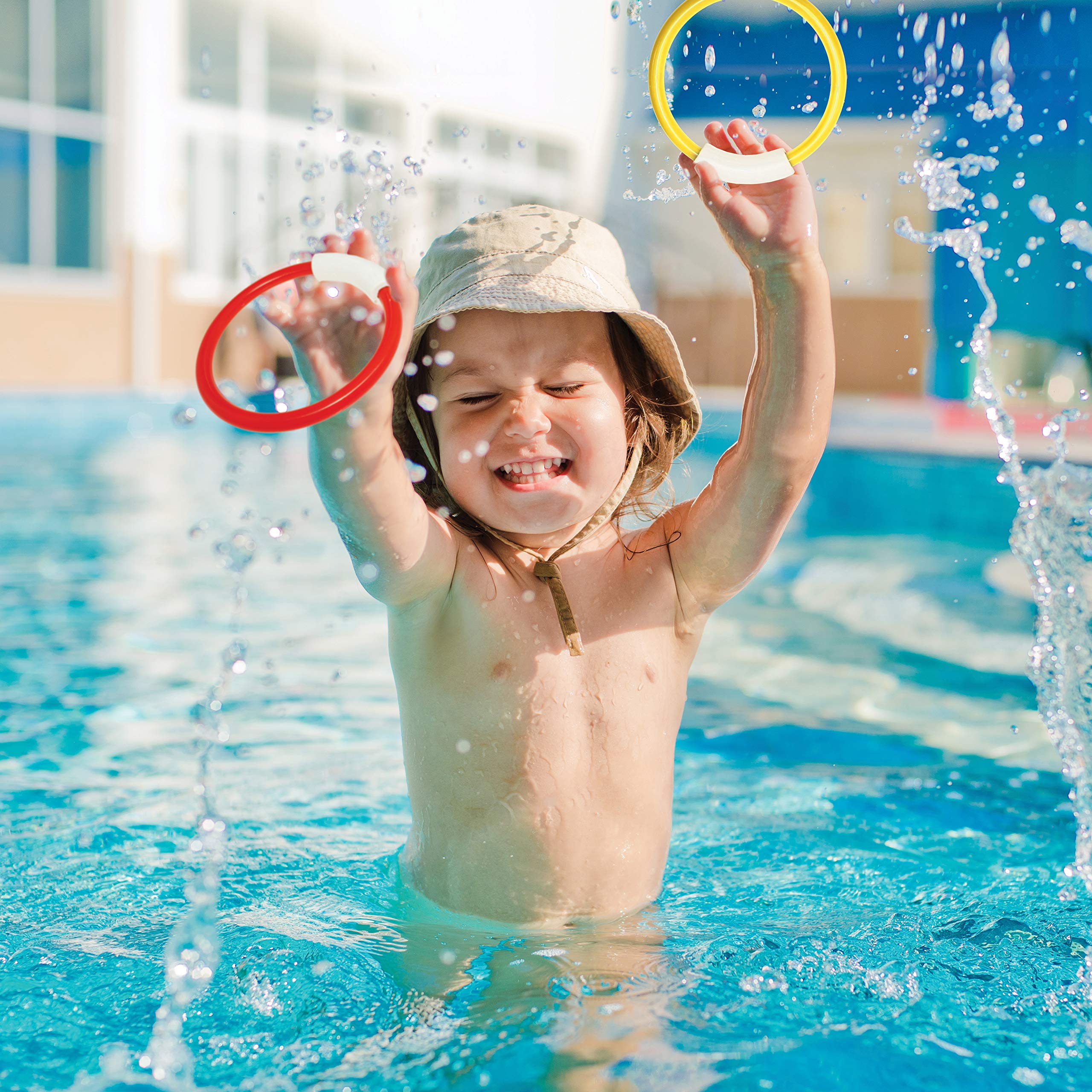 JOYIN 18Pcs Kids Pool Toys Set - 4 Floating Rings, 4 Diving Sticks, 4 Bandits & 6 Underwater Treasures with Storage Bag - Fun Swimming Pool Games for Ages 8-12 - Perfect for Summer Parties, Beach Trips & Backyard Pool Fun