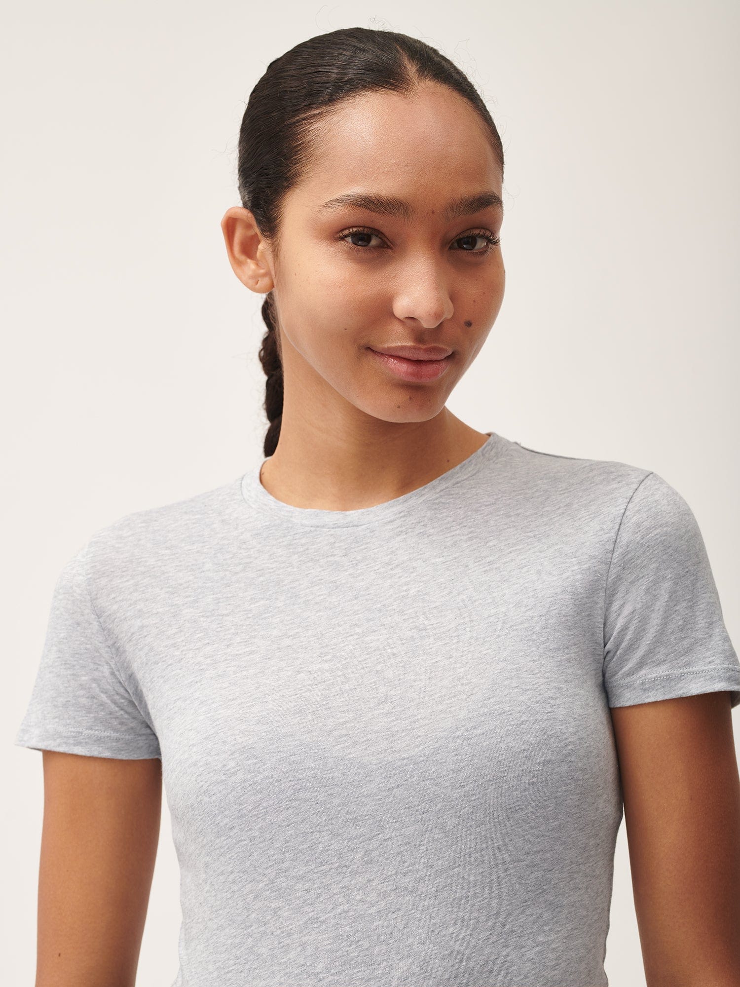 Women's 365 Cotton Stretch T-Shirt - Soft Breathable Casual Tee - Grey Marl - Perfect for Everyday Wear, Workout & Lounge