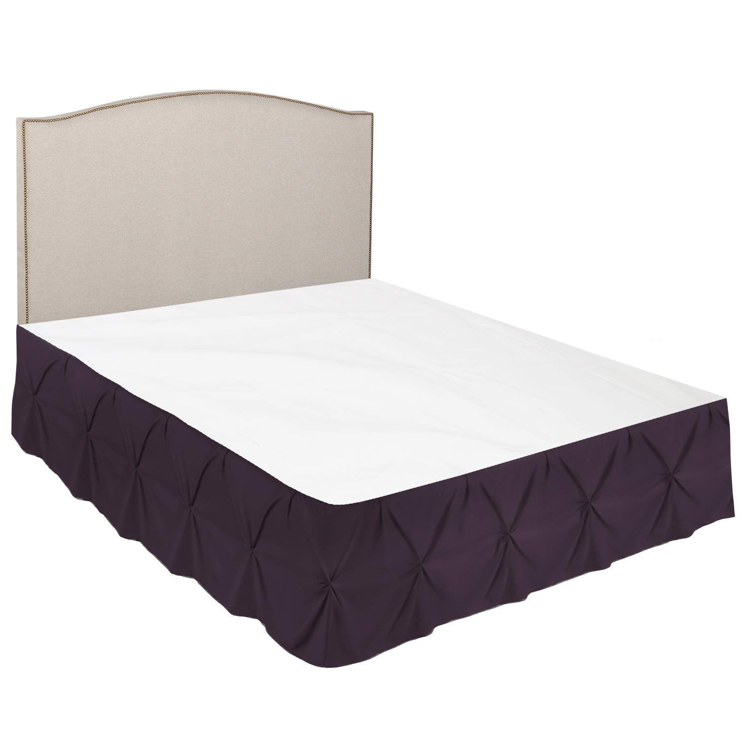 Premium Purple Pinch Pleat Queen Bed Skirt - 14 Inch Drop Hotel Quality Microfiber Bedskirt for Queen Size Beds | Perfect for Home Decor, Guest Rooms & Luxury Bedroom Styling