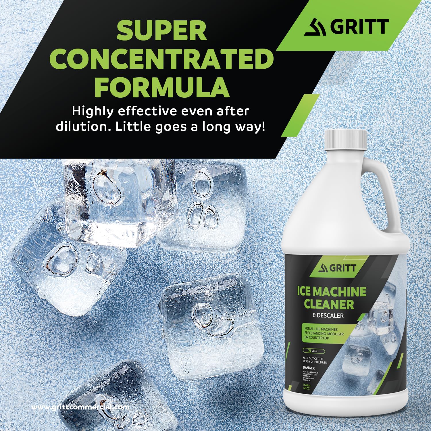 Nickel Safe Ice Machine Cleaner & Descaler – Removes Mineral & Limestone Buildup | 1 Gallon Commercial & Residential Ice Maker Cleaner for Hard Water | Perfect for Restaurants, Bars, and Home Ice Makers