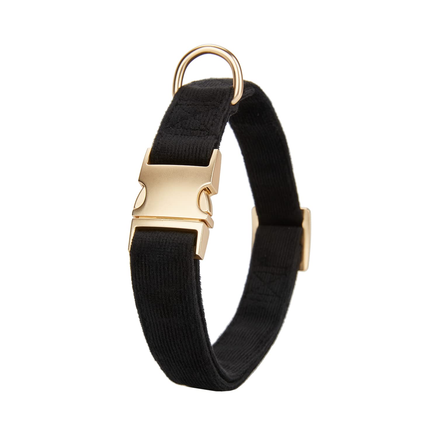 Premium Soft Cotton Dog Collar with Heavy-Duty Metal Buckle - Adjustable Comfy Corduroy Pet Collar for Small, Medium & Large Dogs (Black, Large) - Perfect for Daily Walks, Training & Outdoor Adventures