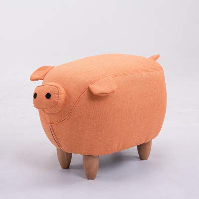 XMZFQ Animal Footstool Ottoman - Creative Wooden Footrest for Kids, Removable Cover, 100kg Weight Capacity, Orange - Perfect for Living Room, Bedroom & Nursery Decor