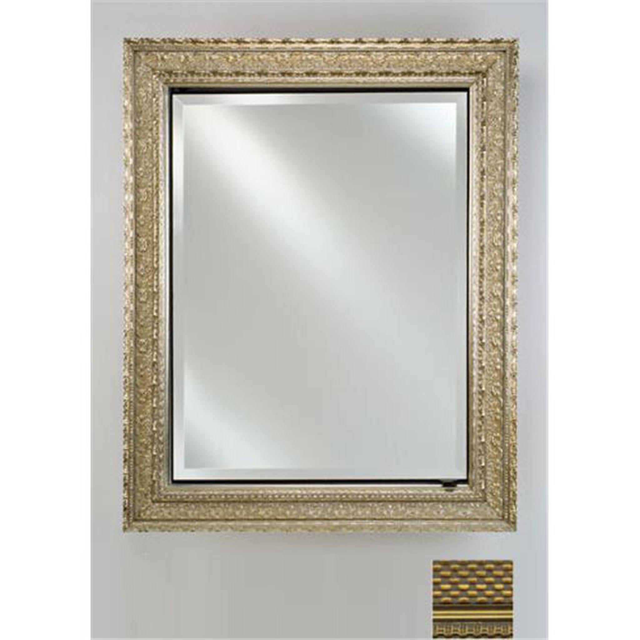 Afina Signature 20x26 Inch Antique Gold Recessed Medicine Cabinet with Beveled Edge Mirror - Reversible Hinged Single Door Bathroom Storage for Vanity & Powder Room