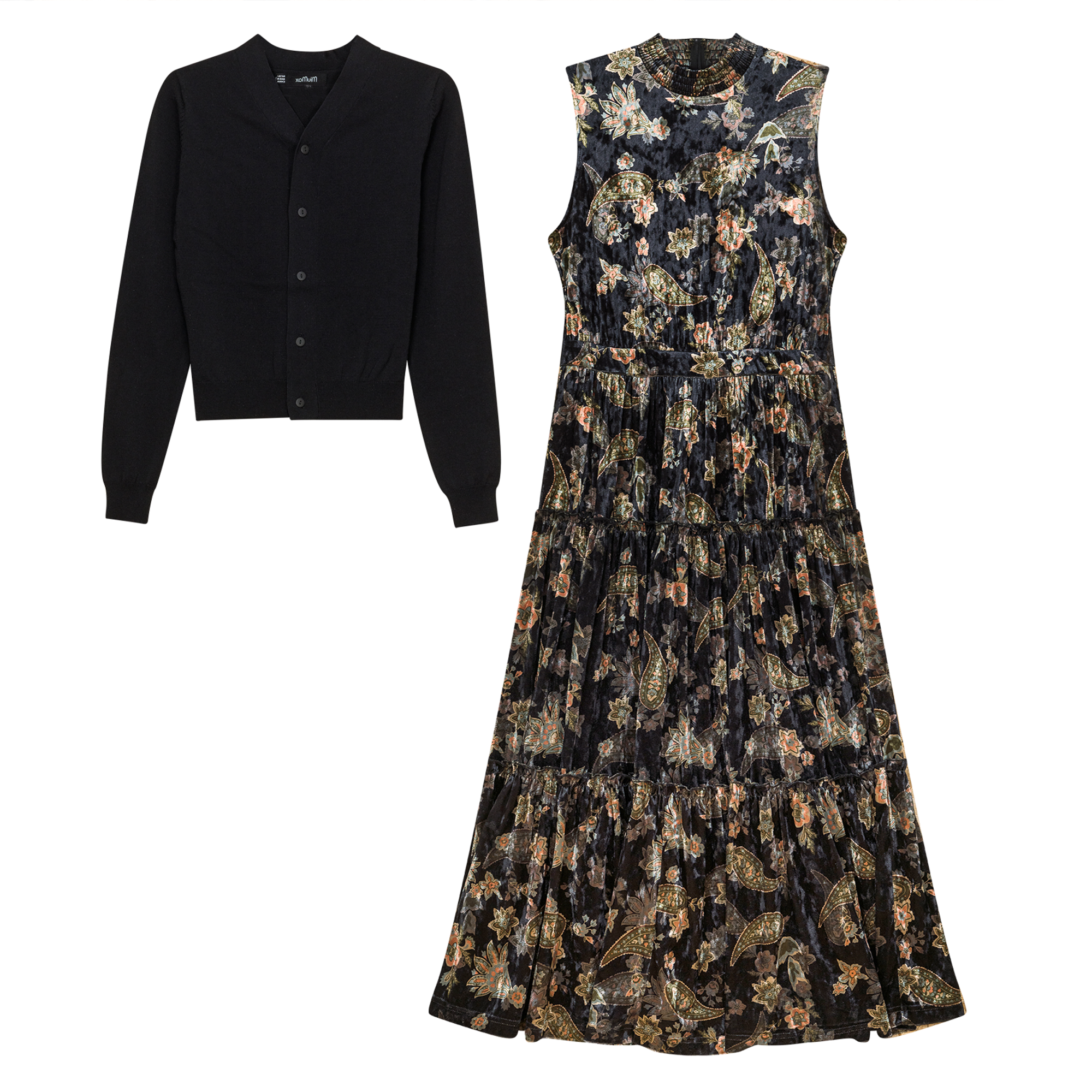 Stylish Printed Velour Midi Jumper Dress with V-Neck Sweater - Perfect for Casual Outings, Date Nights & Fall Layering