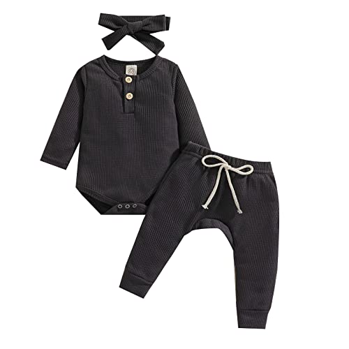Thorn Tree Newborn Baby Clothes Set - Soft Cotton Knitted Romper & Long Pants 2-Piece Outfit for Boys & Girls | Perfect for Fall Season & Photo Shoots