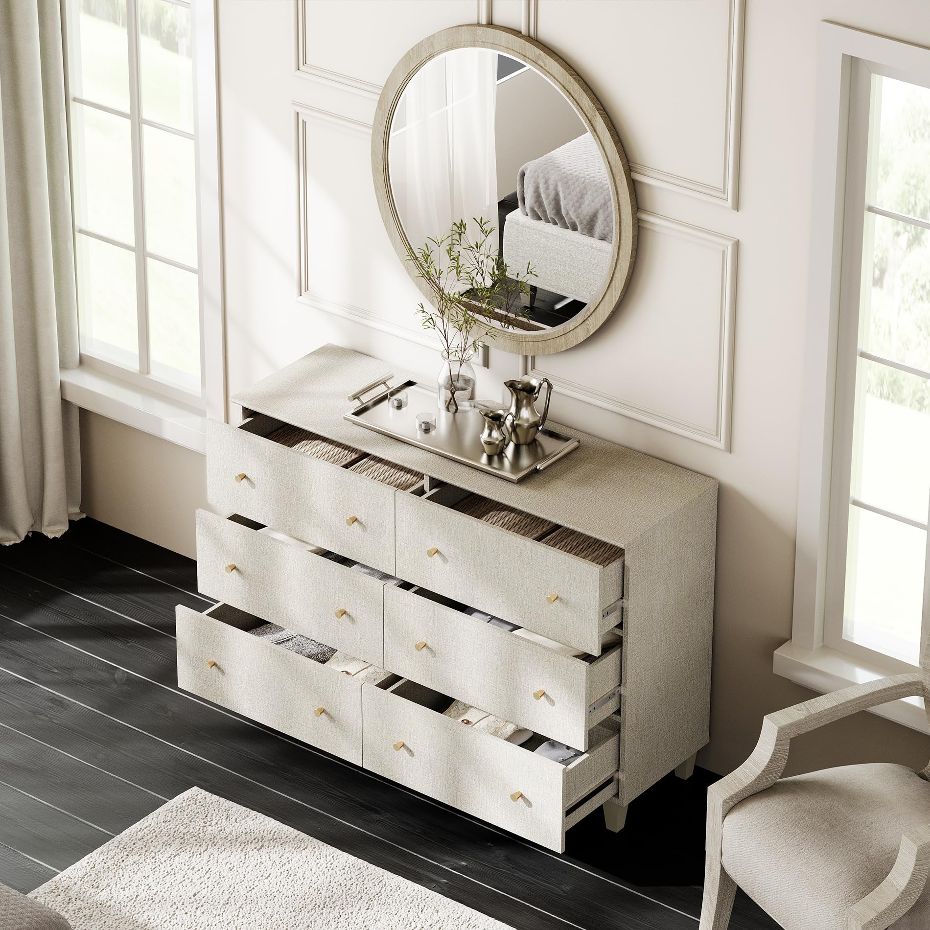 WAMPAT 12 Drawers Dresser Set of 2 - Modern Wood Bedroom Chest of Drawers 32.4