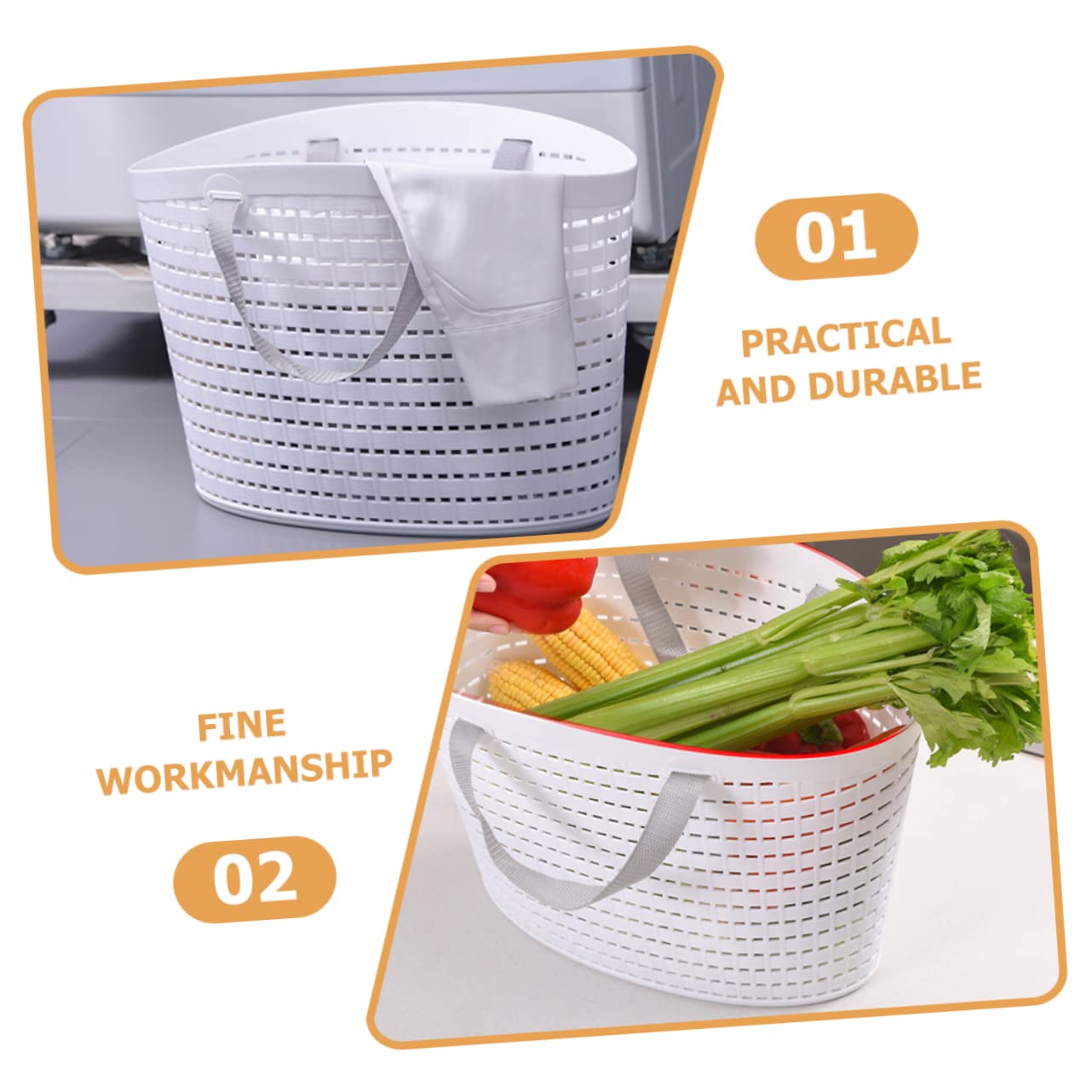 2-Pack Plastic Laundry Baskets & Storage Organizers - Multi-Purpose Foldable Hanging Baskets for Clothes, Eggs, Picnic, Bathroom & Home Organization (Hollow Design) - Perfect for Laundry Room, Kitchen, Dorm & Closet Storage