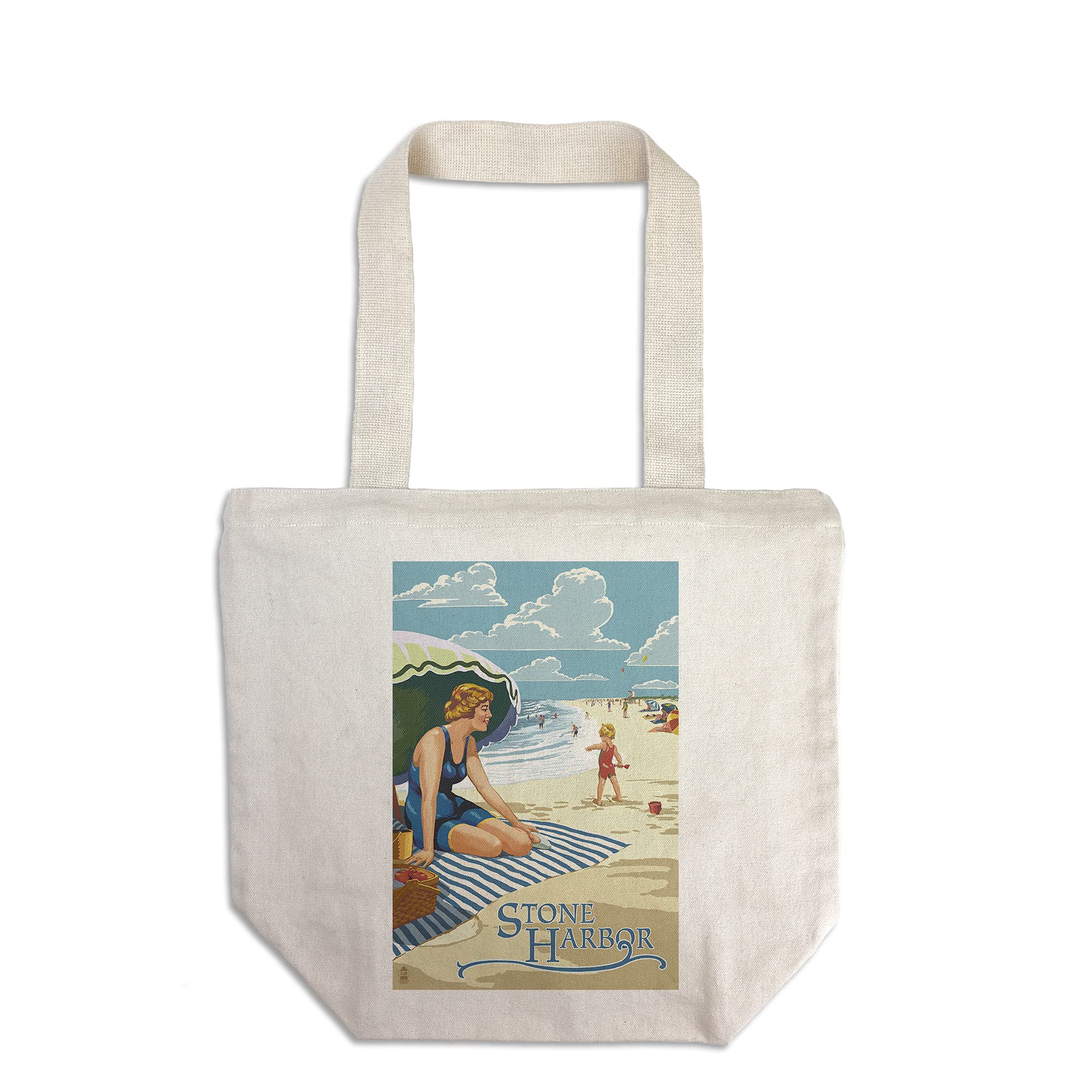 Lantern Press Stone Harbor New Jersey Woman on Beach - 100% Cotton Canvas Reusable Tote Bag for Shopping, Beach Trips & Daily Use