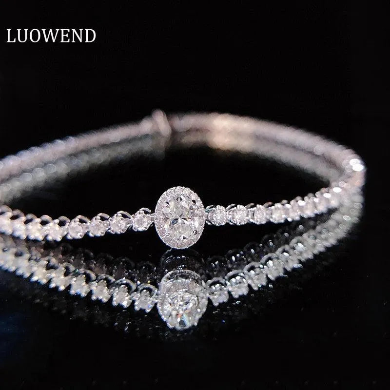 18K White Gold Diamond Bracelet for Women - Luxury Real Natural Diamond Engagement Bracelet, Shiny Classic High Jewelry - Perfect for Anniversaries, Weddings & Special Occasions