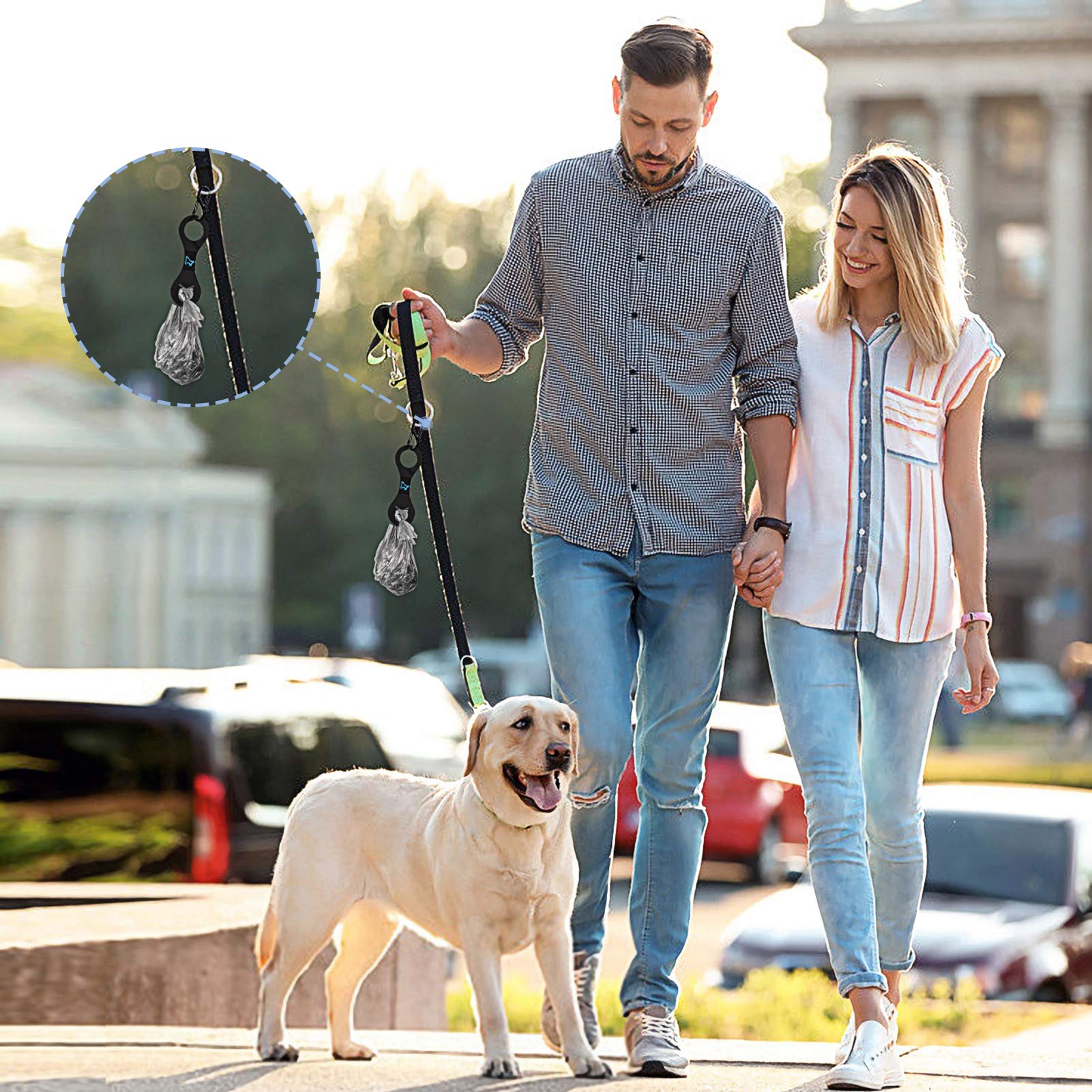 **PuppyDoggy Dog Poop Bag Holder & Dispenser for Leash - 4 Pack Light Green - Waste Bag Carrier for Walking, Running & Biking - Perfect for Pet Owners on the Go**