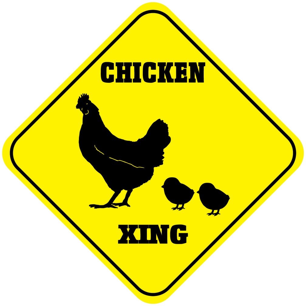 Funny Chicken Crossing Novelty Metal Sign - Aluminum Wall Decor for Farmhouse, Kitchen & Garden - Perfect for Country Home, Backyard & Poultry Coop