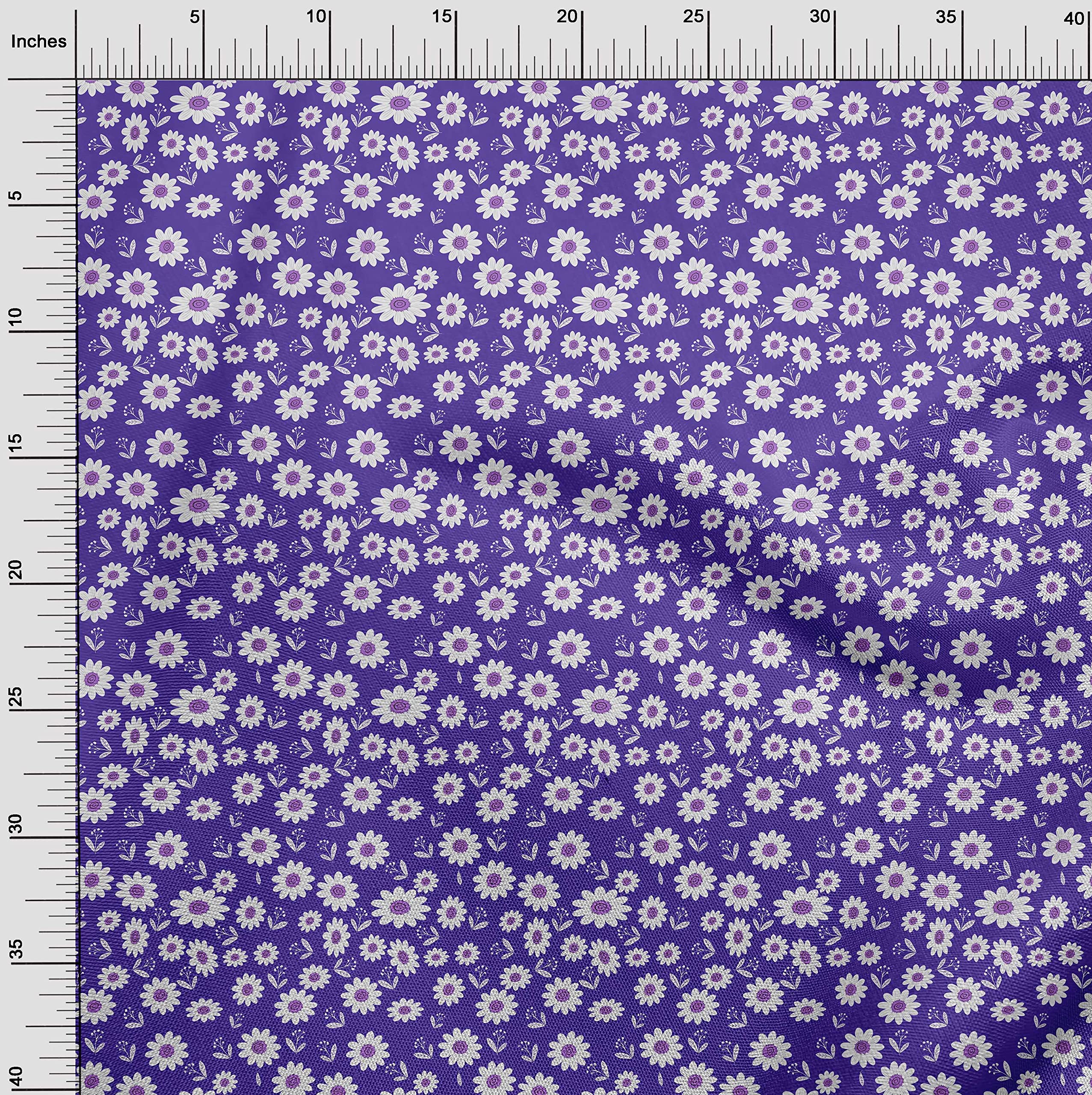 oneOone 100% Cotton Poplin Purple Floral Print Fabric by The Yard - 42 Inch Wide for DIY Kids Clothing, Dresses & Sewing Projects | Soft, Durable & Easy to Sew