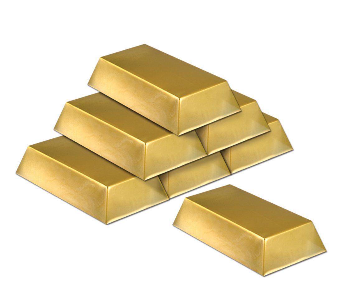 72-Piece Gold Nugget Bar Decorations for Pirate & Western Theme Parties - 7
