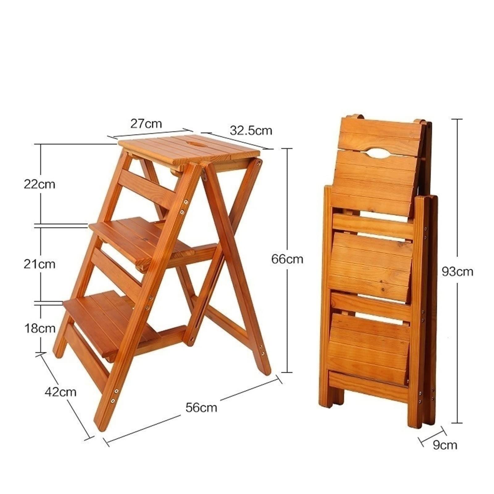 XHALERY 3-Step Wooden Folding Step Stool Ladder - Multifunctional Combination for Home, Library, and Display Shelves - Perfect for Reaching High Places, Organizing Books, and Showcasing Decor