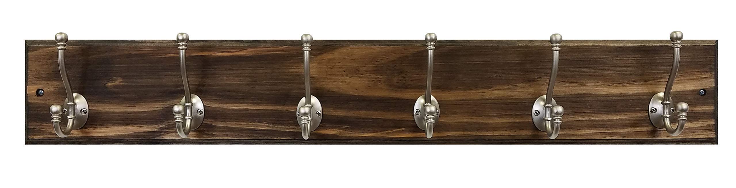 Brookside Wall Mounted Coat Hooks - Set of 2, 5 or 10 Double Hooks for Towels, Hats & Clothing | 20 Color Options Including Dark Walnut | Perfect for Entryway, Bathroom & Bedroom Organization