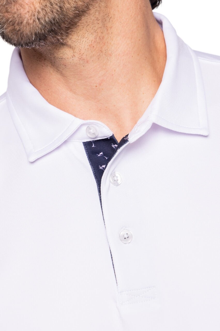 Men's White Sport Polo Shirt - Breathable Quick-Dry Performance Golf Polo for Men - Perfect for Golf, Tennis, and Casual Wear