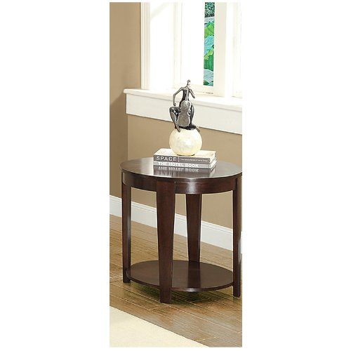 Poundex Round Wood End Table with Shelf - Stylish & Functional Living Room Accent Table for Small Spaces, Bedside, or Entryway
