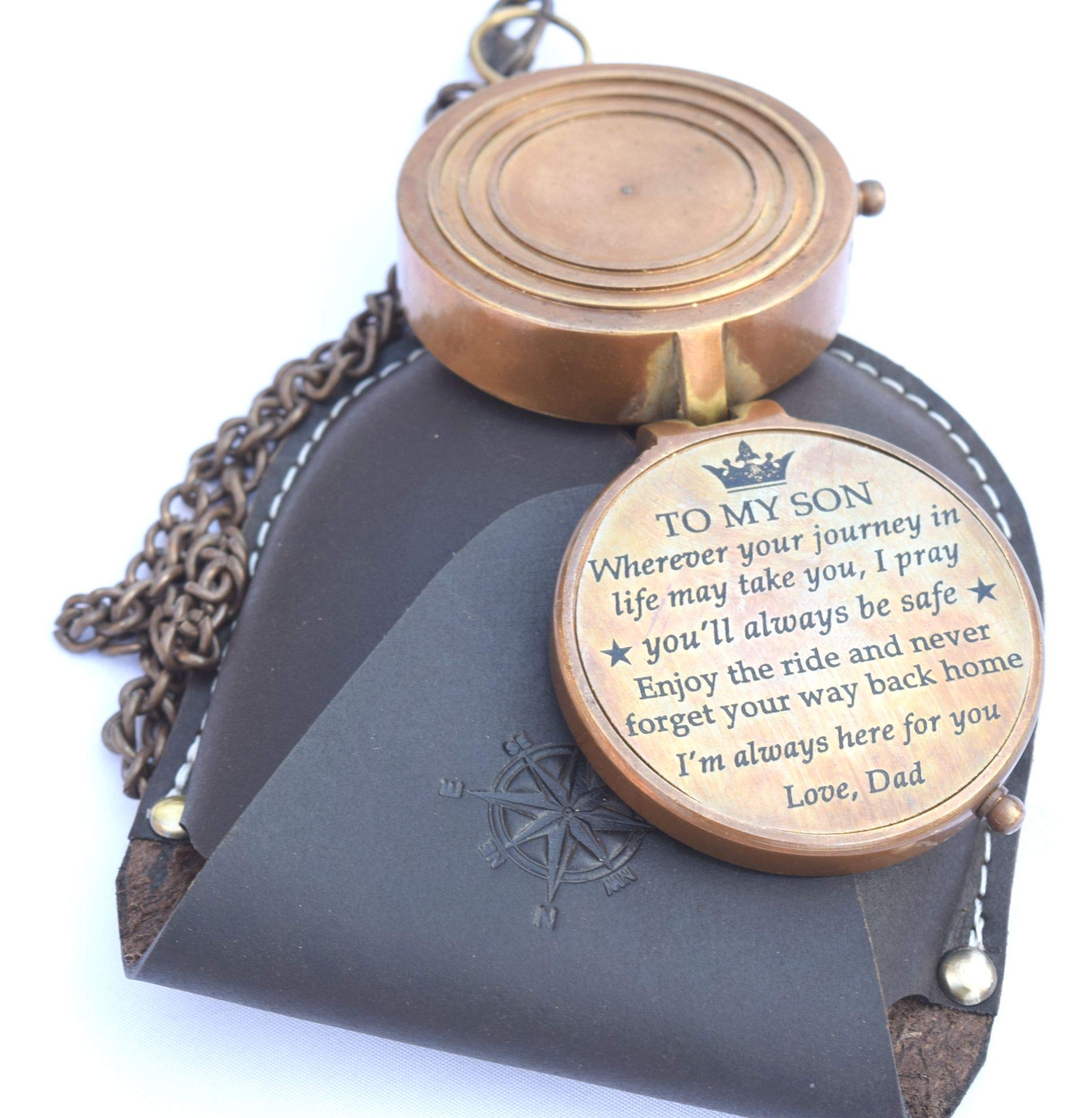 Personalized Compass Gift for Son - Engraved Dad to Son Keepsake - Unique Graduation, Birthday & Confirmation Gifts for Boys - Perfect for Outdoor Adventures & Special Occasions