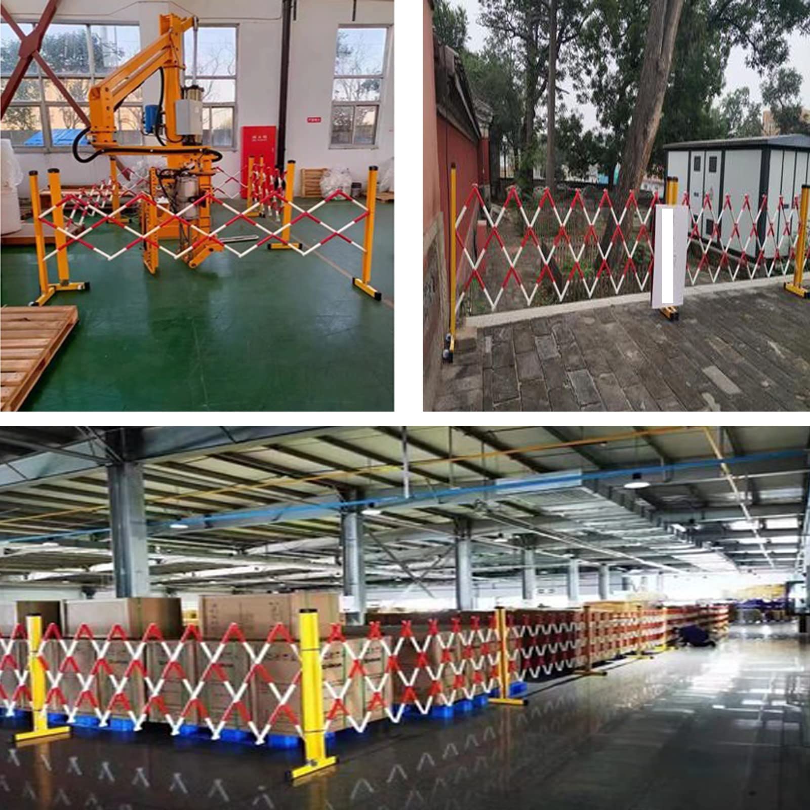 Expandable Portable Road Safety Barrier with Wheels - 1.2x2m Red & White Construction Barricade for Parking Lots, Traffic Control & Event Safety | Heavy-Duty Mobile Fence for Work Zones, Crowd Management & Temporary Roadblocks